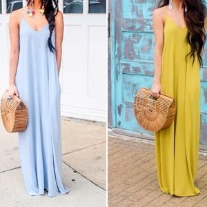 Olive green maxi dress with pockets